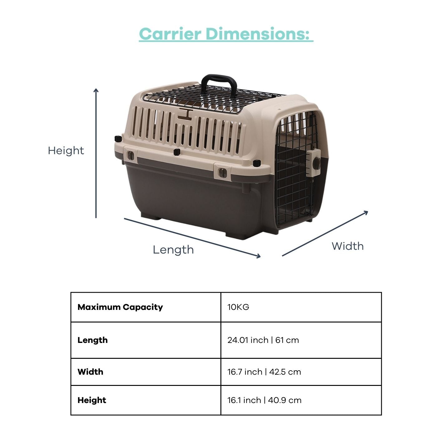 Deluxe pet carrier (Dog travel crate can hold upto 10 KG)